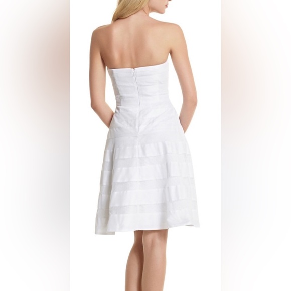 White House | Black Market WHBM White Strapless Stripe Dot Dress Size 00 - Picture 2 of 9